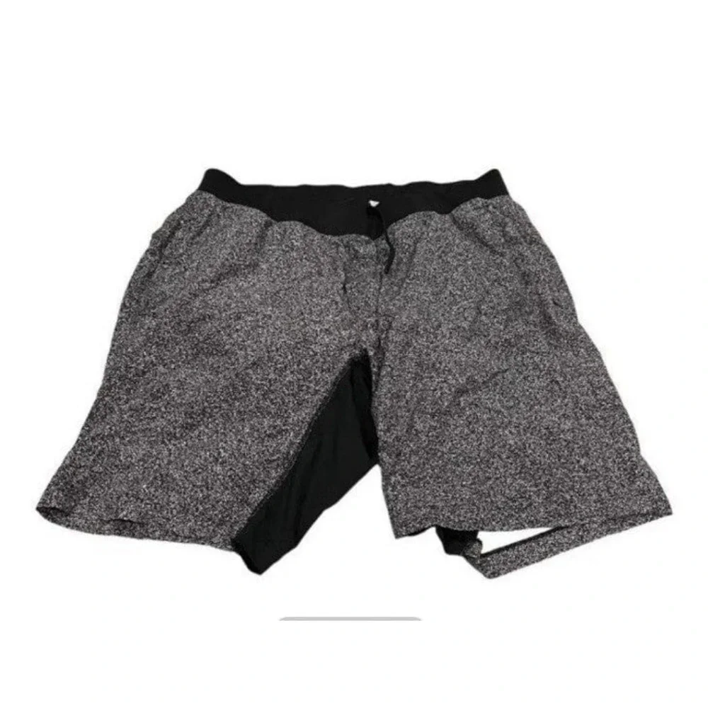 Lululemon Mens Intent Short Heathered Grey Black‎ Athletic Yoga Training Shorts